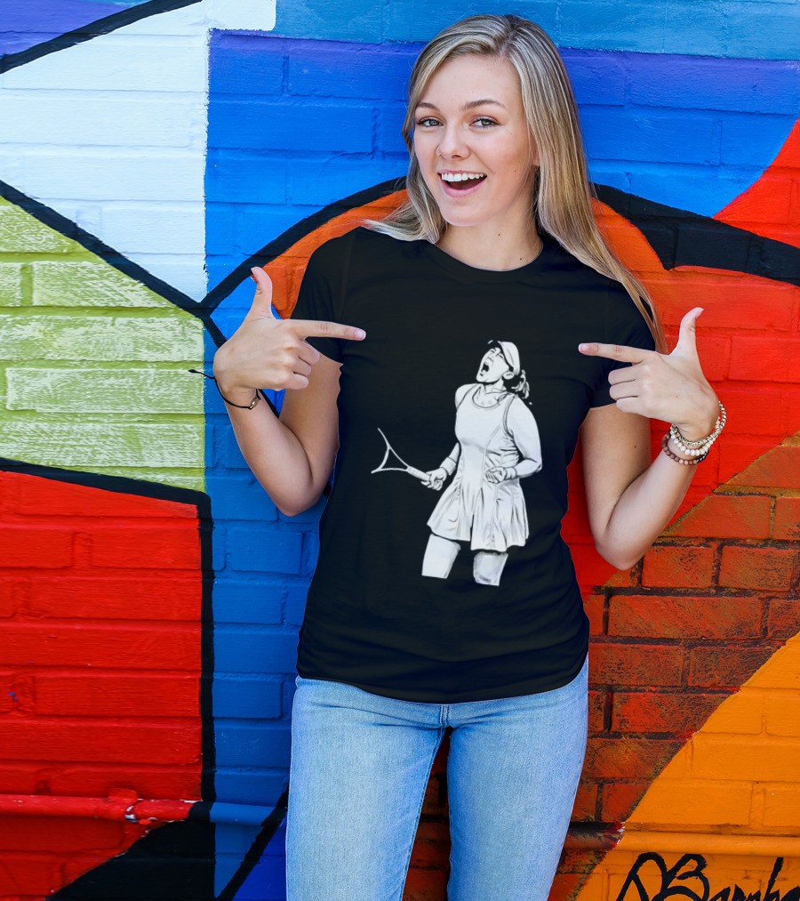 Tennis Player Celebrating Victory Power Grit Determination Black T-Shirt