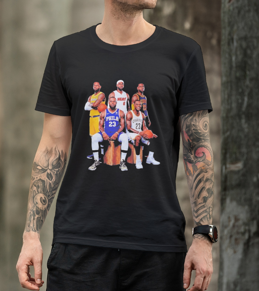 Lebron James 76ers Lakers Heat Cavaliers Basketball Player Iconic Jerseys 2026 T-Shirt