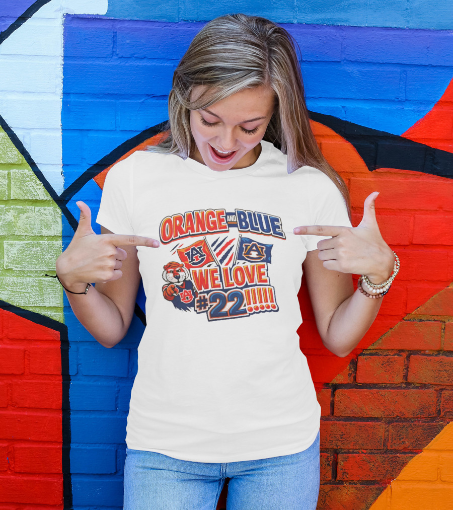 Auburn Tigers Orange And Blue We Love #22 Paws Up Enthusiasts T-Shirt