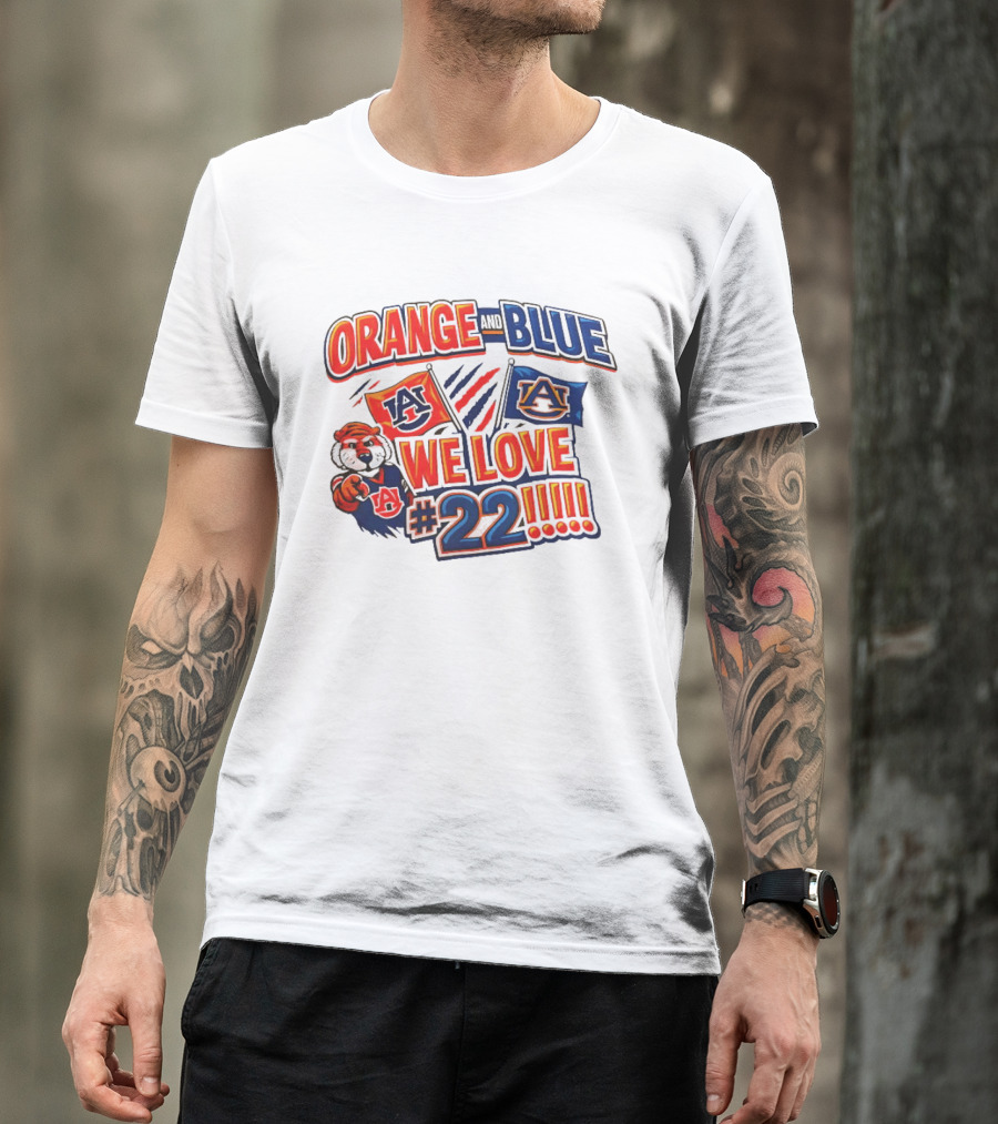 Auburn Tigers Orange And Blue We Love #22 Paws Up Enthusiasts T-Shirt