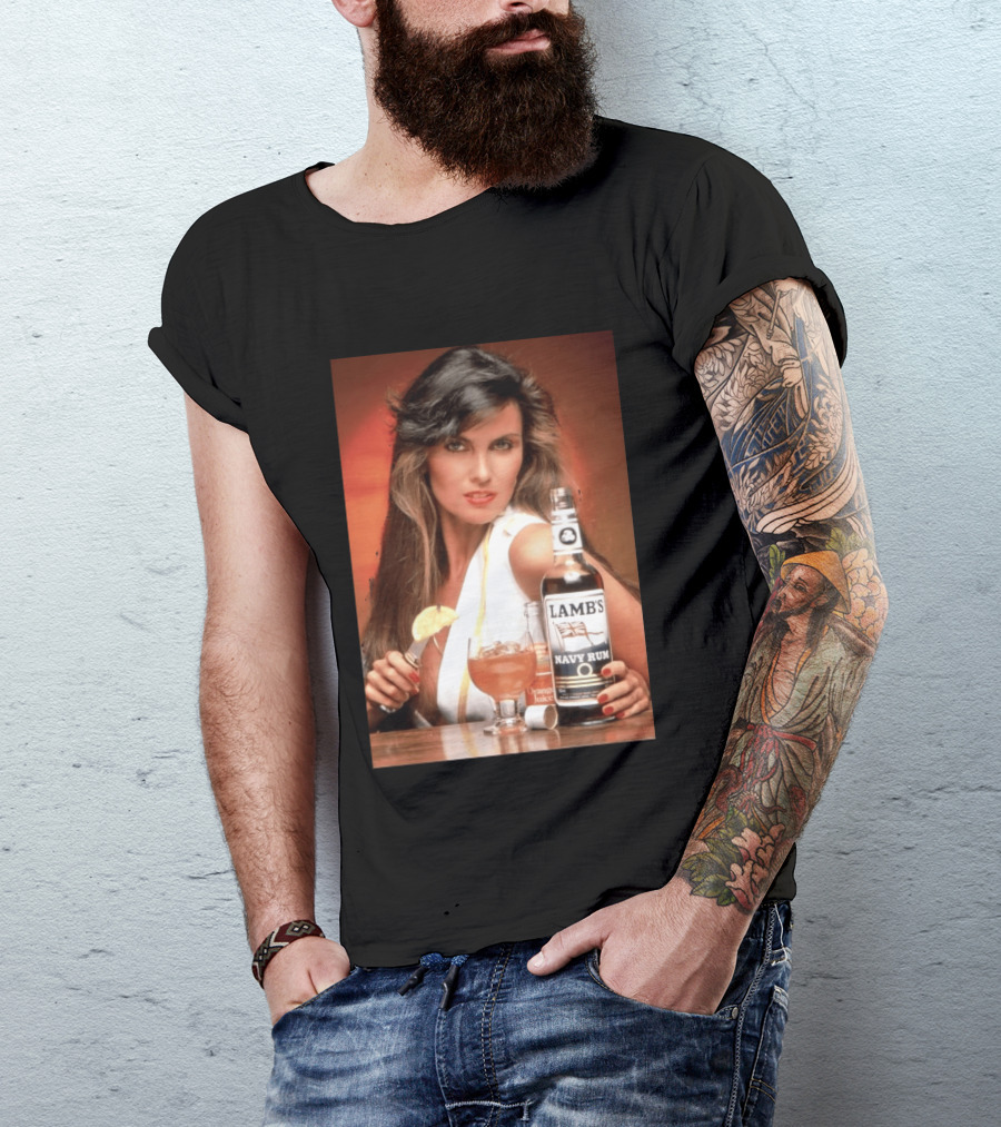 Lamb's Navy Rum Caroline Munro Orange Juice Cocktail Advertising T-Shirt