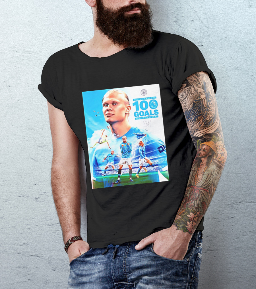 Erling Haaland 100 Goals Premier League 2022 2023 Present T-Shirt