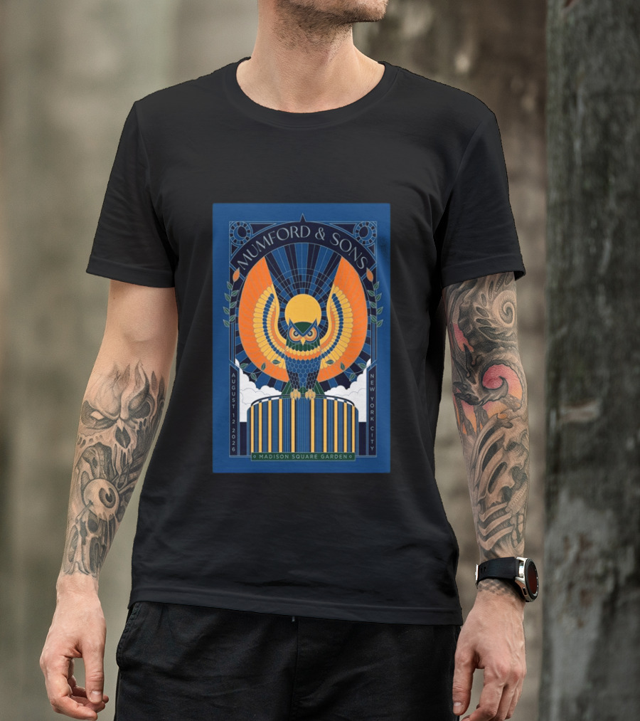 Mumford & Sons New York City August 12 2026 Madison Square Garden Owl T-Shirt