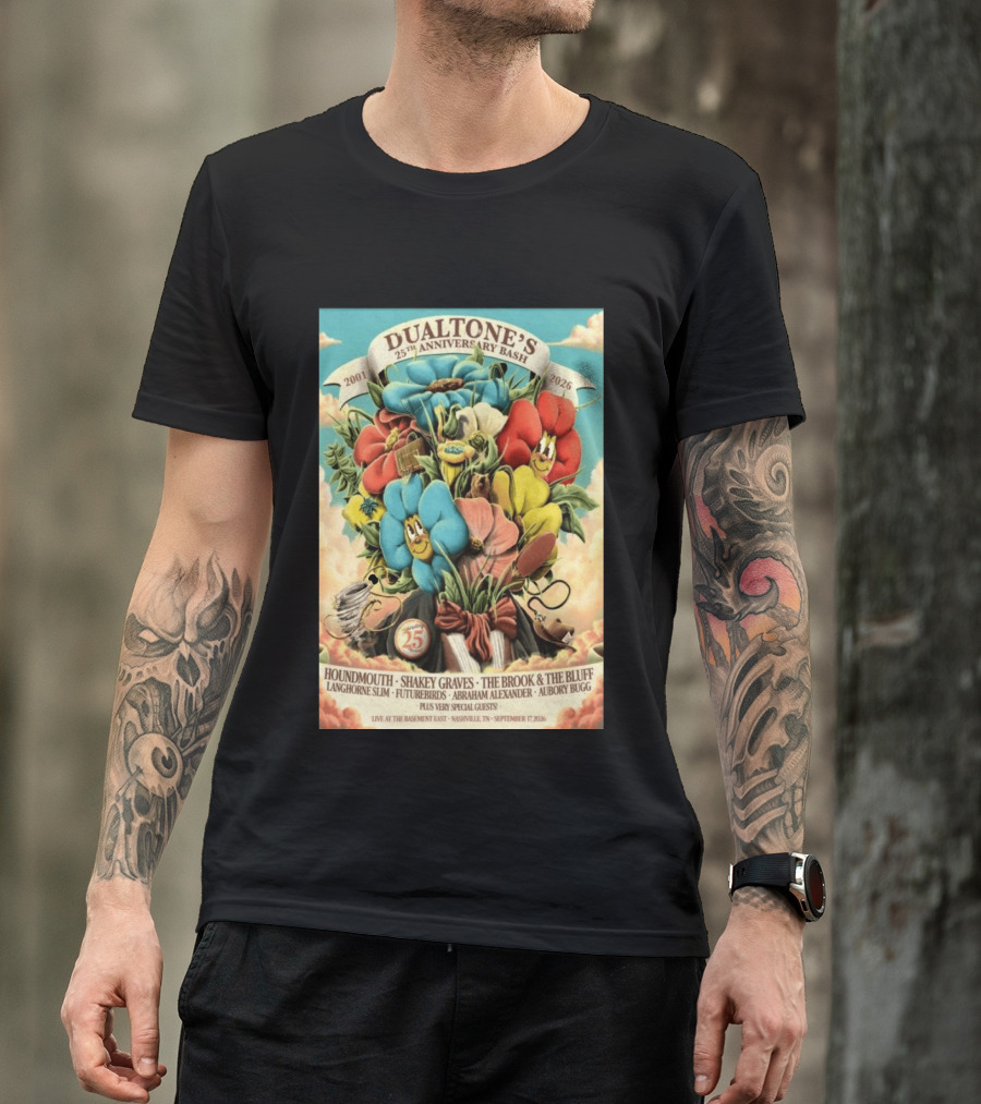 Dualtone's 25th Anniversary Bash September 17, 2026 Nashville Featuring Shakey Graves And The Brook & The Bluff T-Shirt