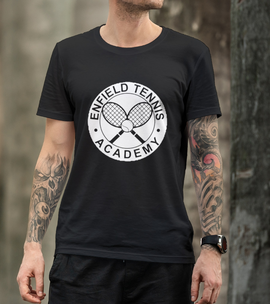 Enfield Tennis Academy Sports Club Circle Badge With Crossed Racquets T-Shirt