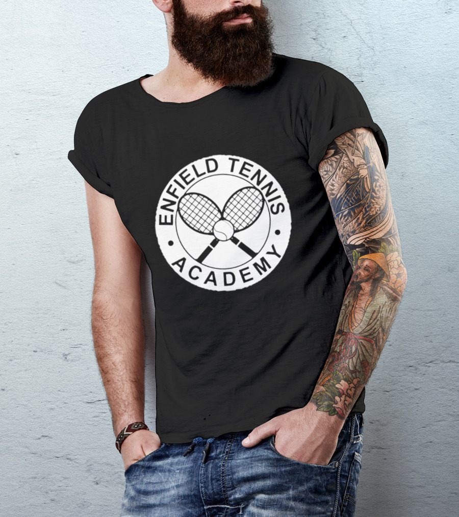 Enfield Tennis Academy Sports Club Circle Badge With Crossed Racquets T-Shirt