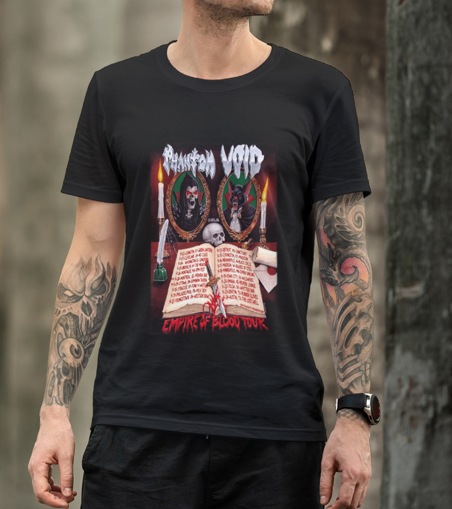 Phantom VOID 2026 Empire Of Blood Tour Dates And Locations Featuring Vampire Imagery And Candles T-Shirt