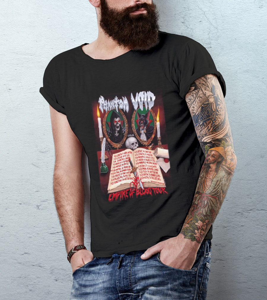 Phantom VOID 2026 Empire Of Blood Tour Dates And Locations Featuring Vampire Imagery And Candles T-Shirt