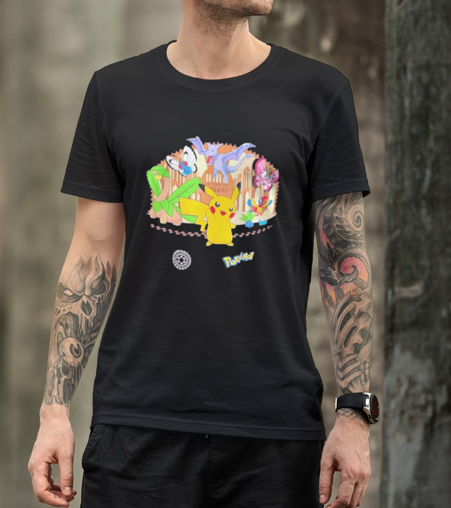 Pokecology Pikachu Aerodactyl Butterfree Vivillon Lileep Natural History Museum Collaboration T-Shirt