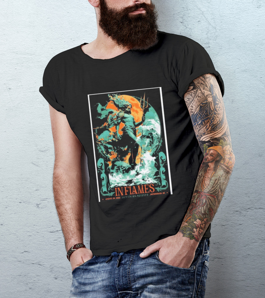In Flames Göteborg Brinner August 22 2026 Poseidon Trident Concert Event Gothenburg SE T-Shirt