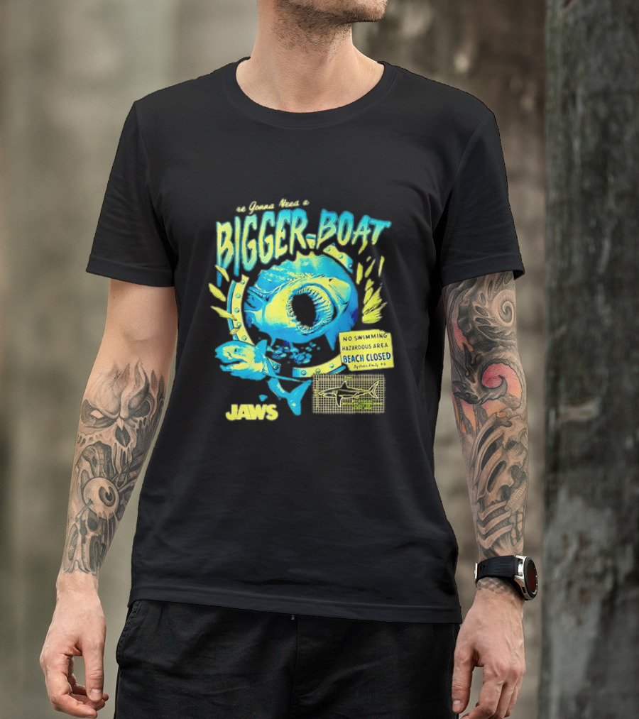 Jaws Bigger Boat No Swimming Hazardous Beach Closed T-Shirt