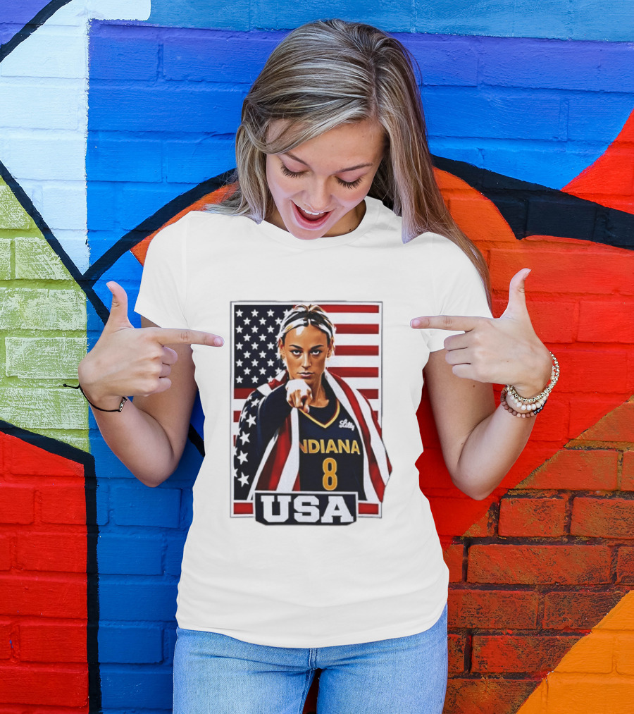 Lexie Hull Indiana Fever 8 USA WNBA Basketball Flag T-Shirt