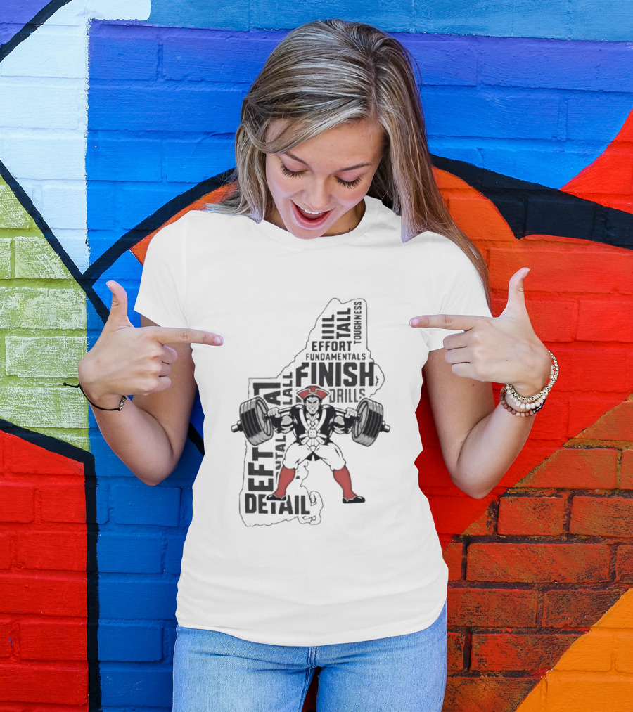 Pat Patriot Colonial Barbell Finish Drill Effort Detail T-Shirt