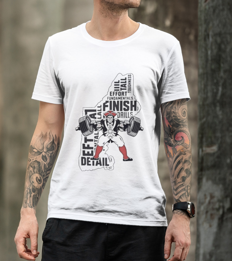 Pat Patriot Colonial Barbell Finish Drill Effort Detail T-Shirt