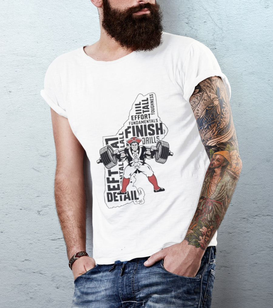 Pat Patriot Colonial Barbell Finish Drill Effort Detail T-Shirt