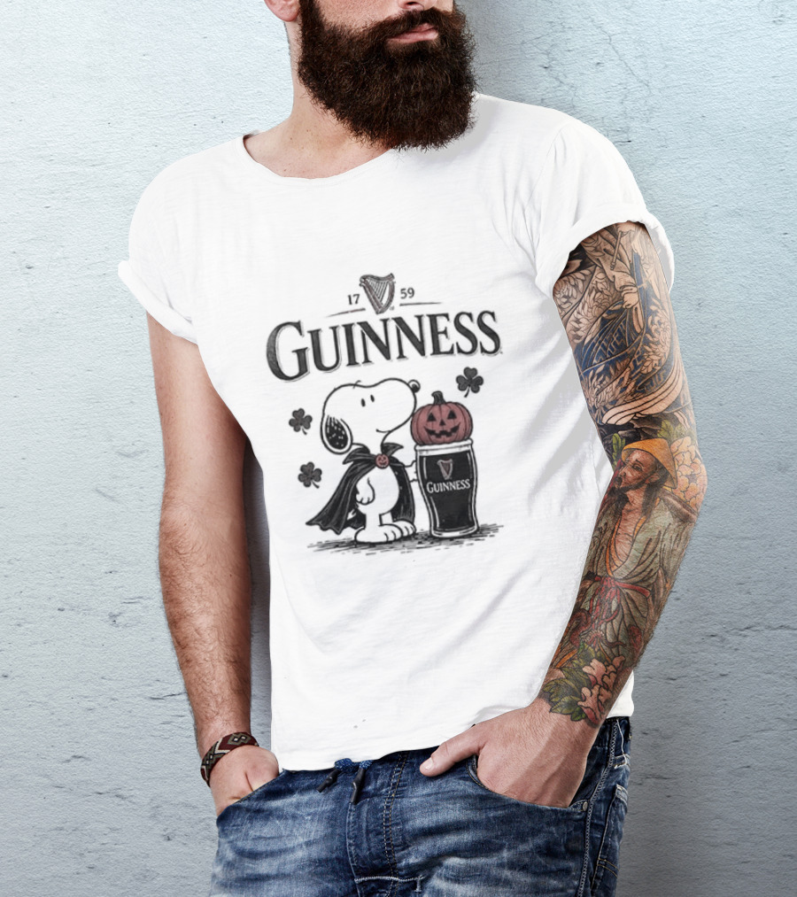 Guinness Snoopy Halloween Vampire Dark Brew Pumpkin T-Shirt
