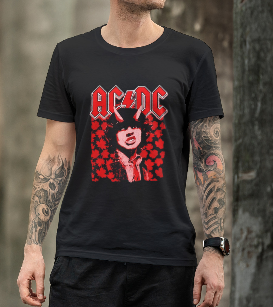 AC DC Pwr Up Canada 2026 Tour Rock Band Maple Leaf T-Shirt