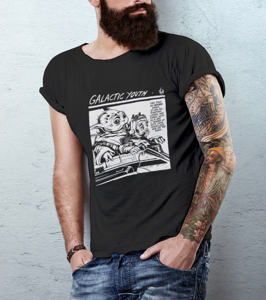 Grogu And Babu Frik Star Wars Galactic Youth They Stole My Armored Daddy T-Shirt
