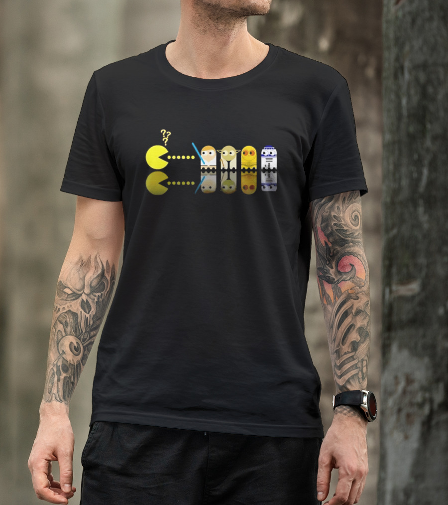 Pac Man Star Wars Crossover Luke Skywalker Yoda R2D2 T-Shirt