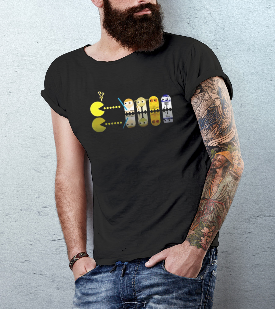 Pac Man Star Wars Crossover Luke Skywalker Yoda R2D2 T-Shirt