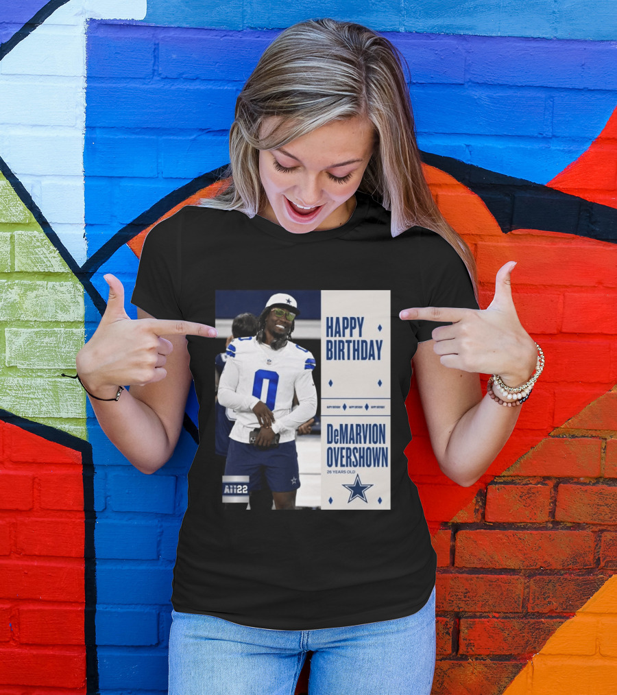 Happy Birthday DeMarvion Overshown 26 Years Old Dallas Cowboys Linebacker Celebration T-Shirt