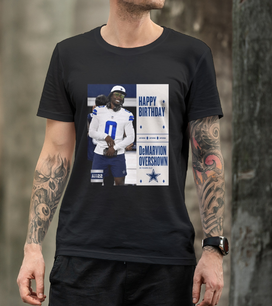 Happy Birthday DeMarvion Overshown 26 Years Old Dallas Cowboys Linebacker Celebration T-Shirt