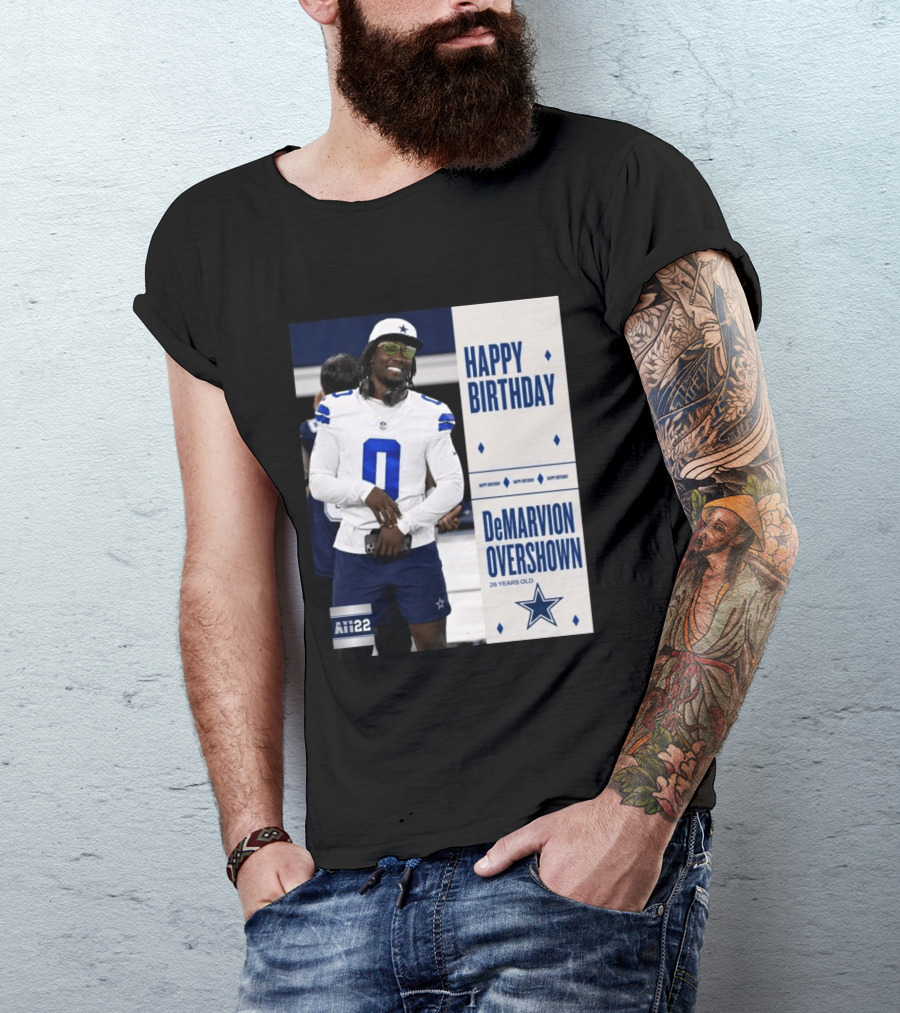 Happy Birthday DeMarvion Overshown 26 Years Old Dallas Cowboys Linebacker Celebration T-Shirt