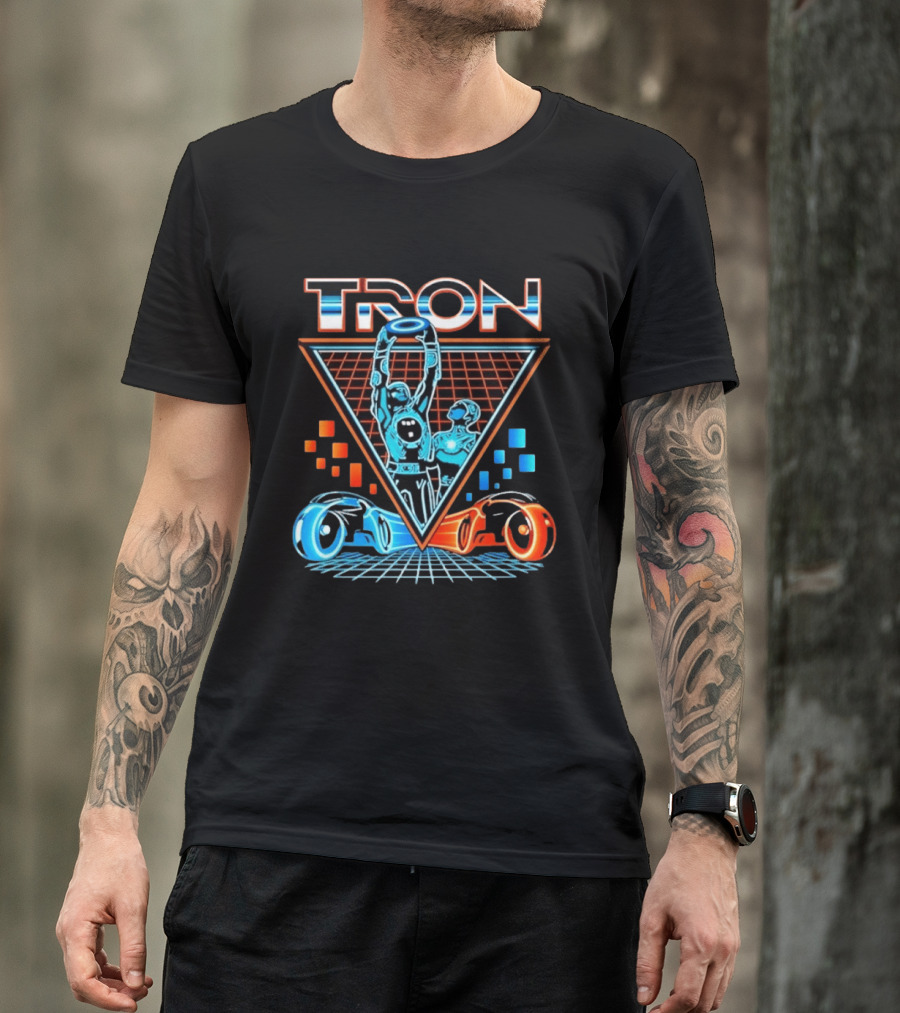 Tron Light Cycle Grid Sci Fi 80s Movie Characters And Iconic Vehicles T-Shirt