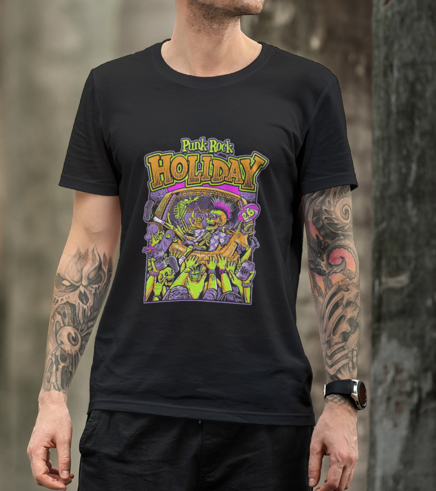 Punk Rock Holiday Skeleton Goat Crowd Surfing Music Festival 26 Summer T-Shirt