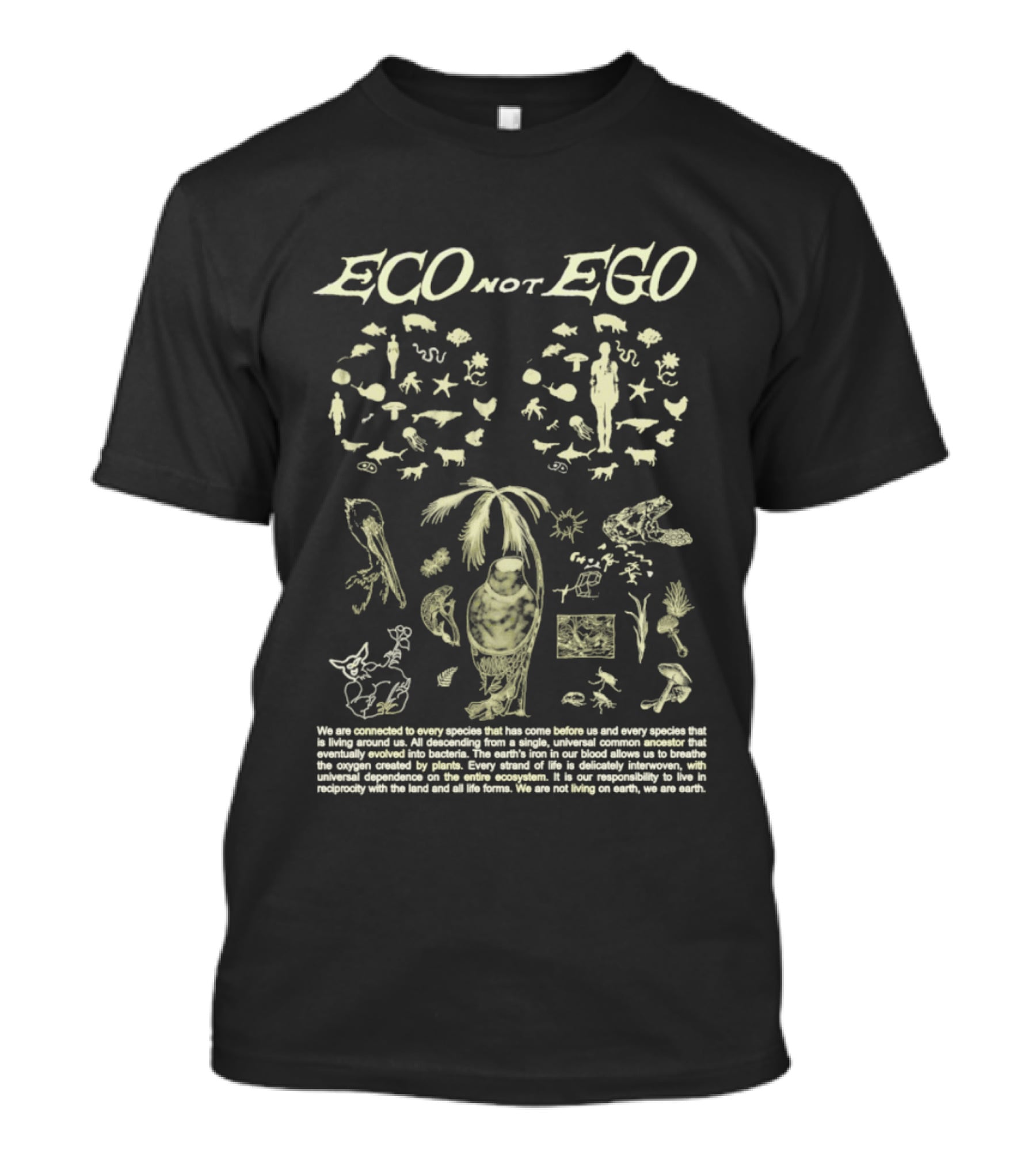 ECO Not EGO Environmental Awareness Nature Wildlife Conservation Planet Message T-Shirt