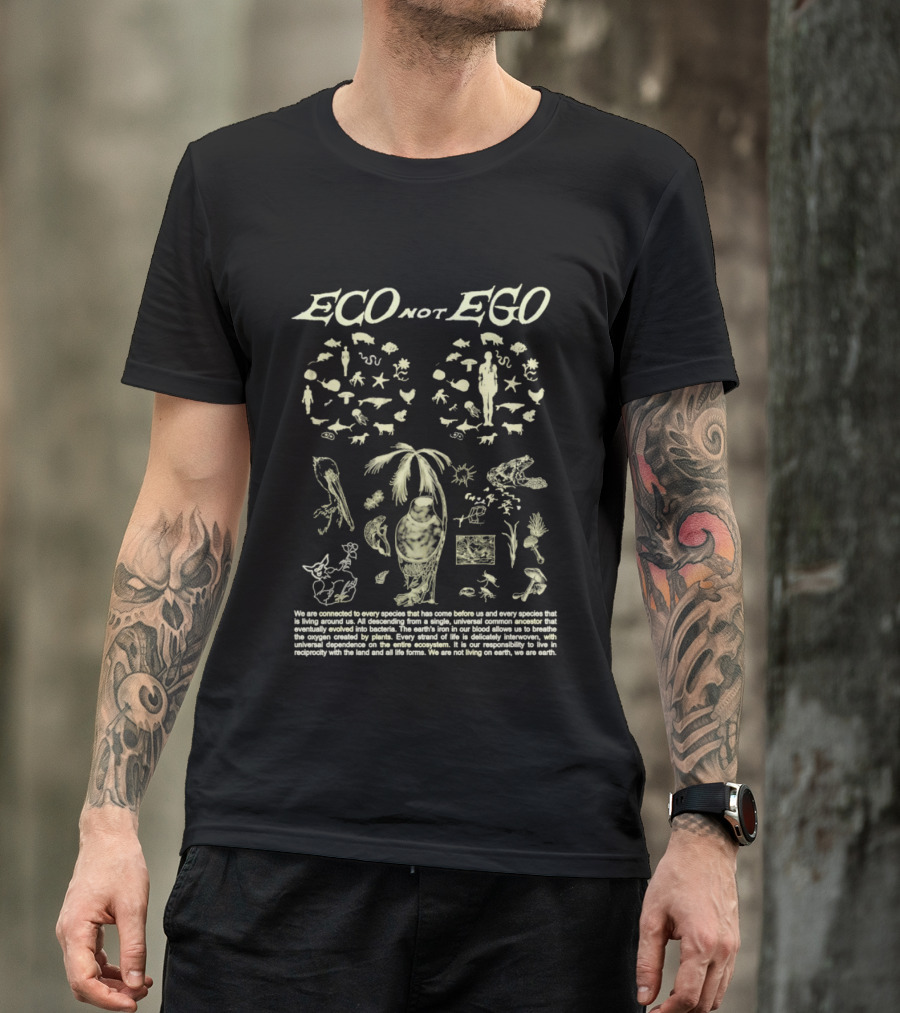 ECO Not EGO Environmental Awareness Nature Wildlife Conservation Planet Message T-Shirt