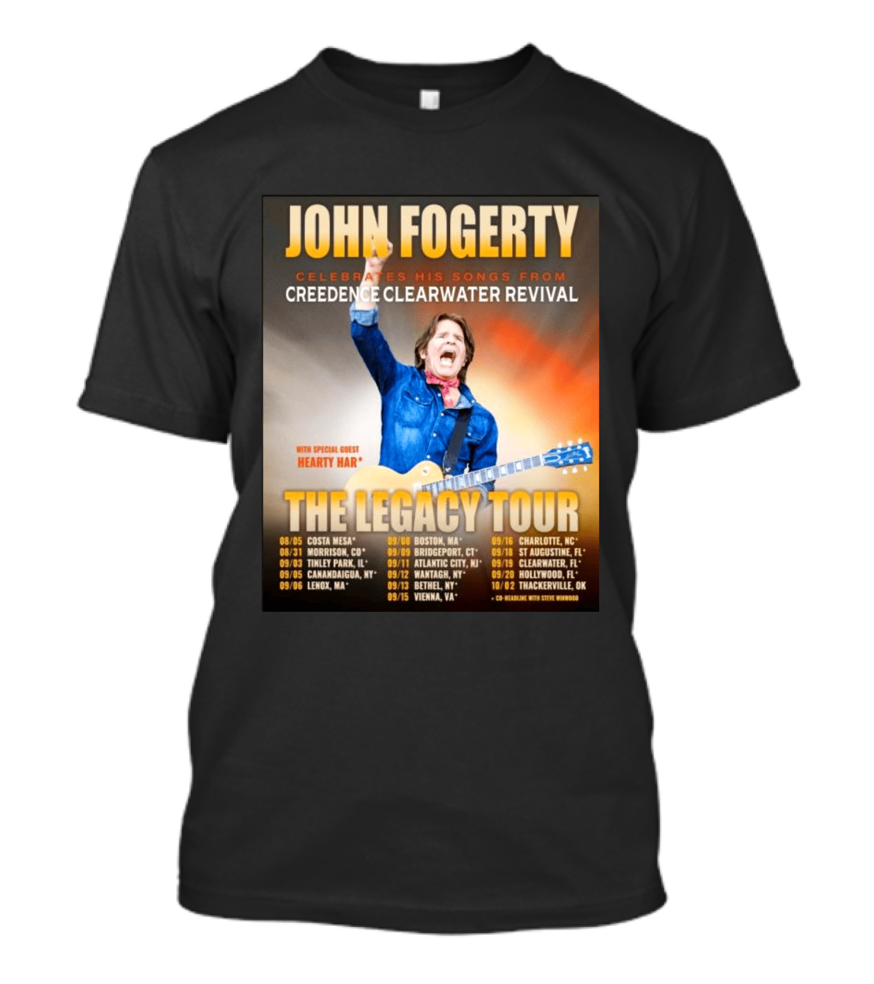 John Fogerty Celebrates His Songs From Creedence Clearwater Revival The Legacy Tour With Hearty Har Dates And Locations T-Shirt