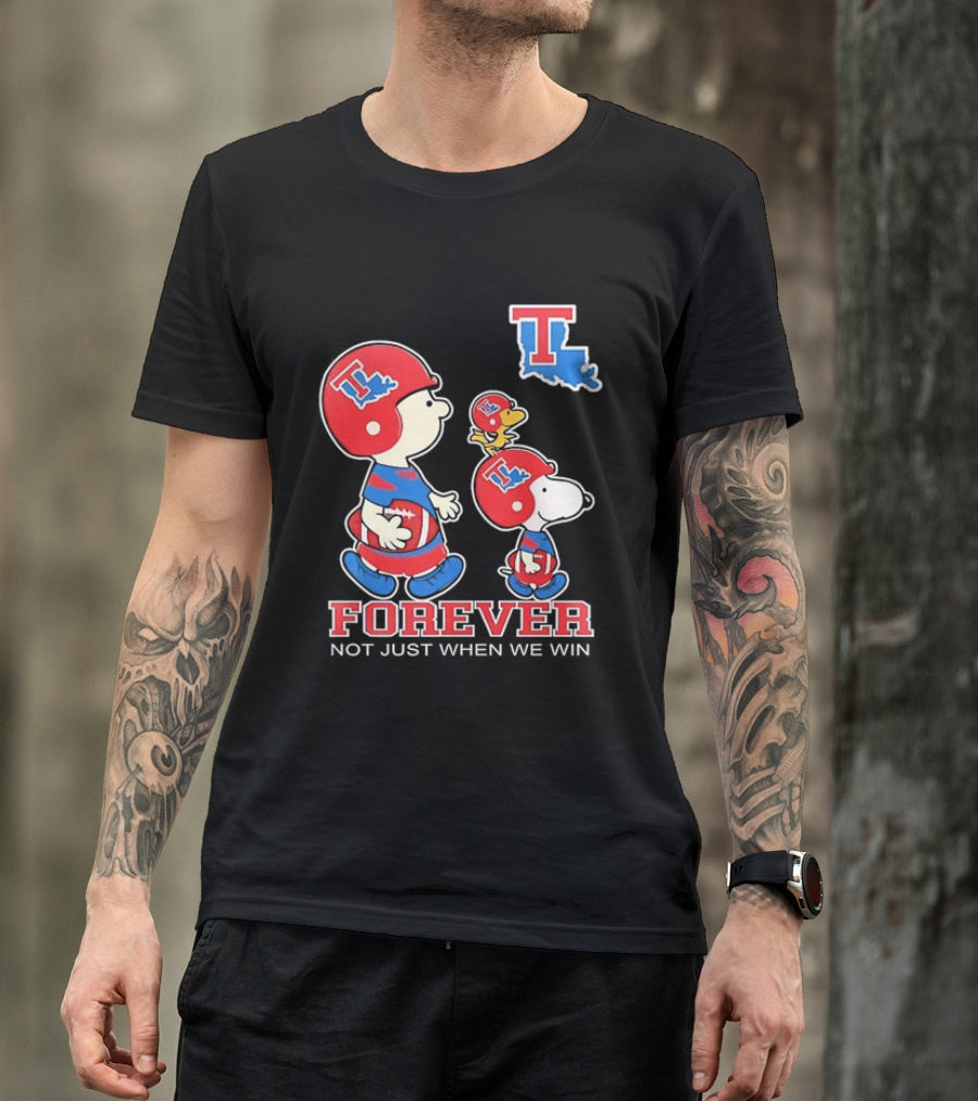 Charlie Brown Snoopy Woodstock Louisiana Tech Bulldogs Forever Not Just When We Win T-Shirt
