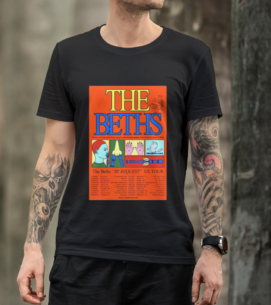 The Beths By Request US Tour 2026 Final Shows With Hands And Musical Notes T-Shirt