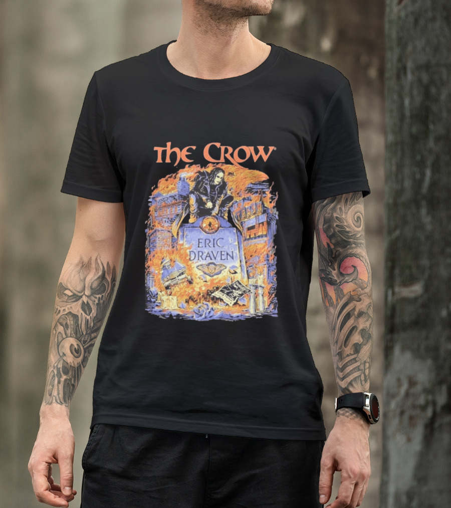 The Crow Eric Draven Devil's Night Trash City Buildings Flames T-Shirt