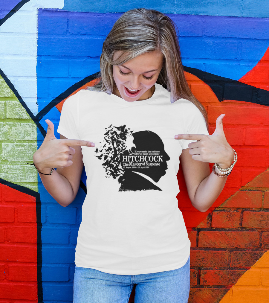 Alfred Hitchcock The Master Of Suspense Silhouette Birds 1899 1980 T-Shirt