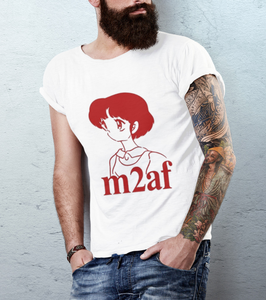 Nick M2af Ranma Anime Profile Red Sketch T-Shirt