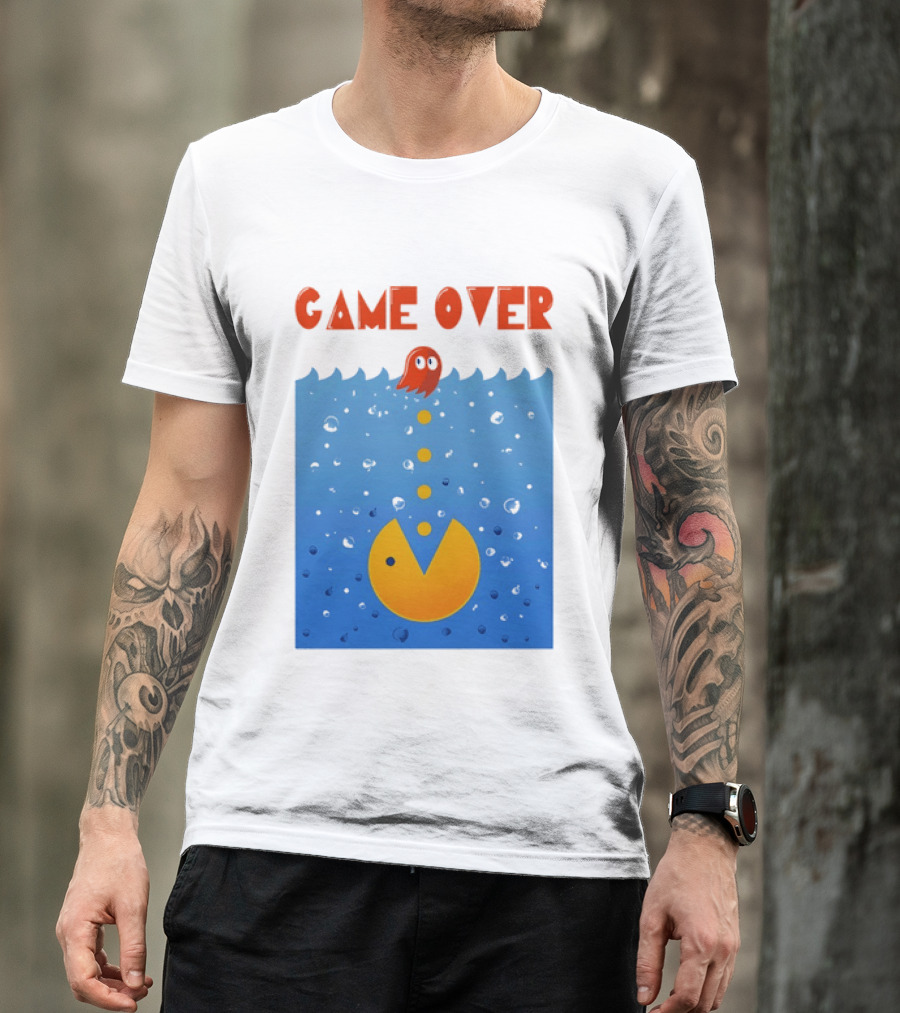 Pac Man Game Over Underwater Ghost Retro Gaming T-Shirt