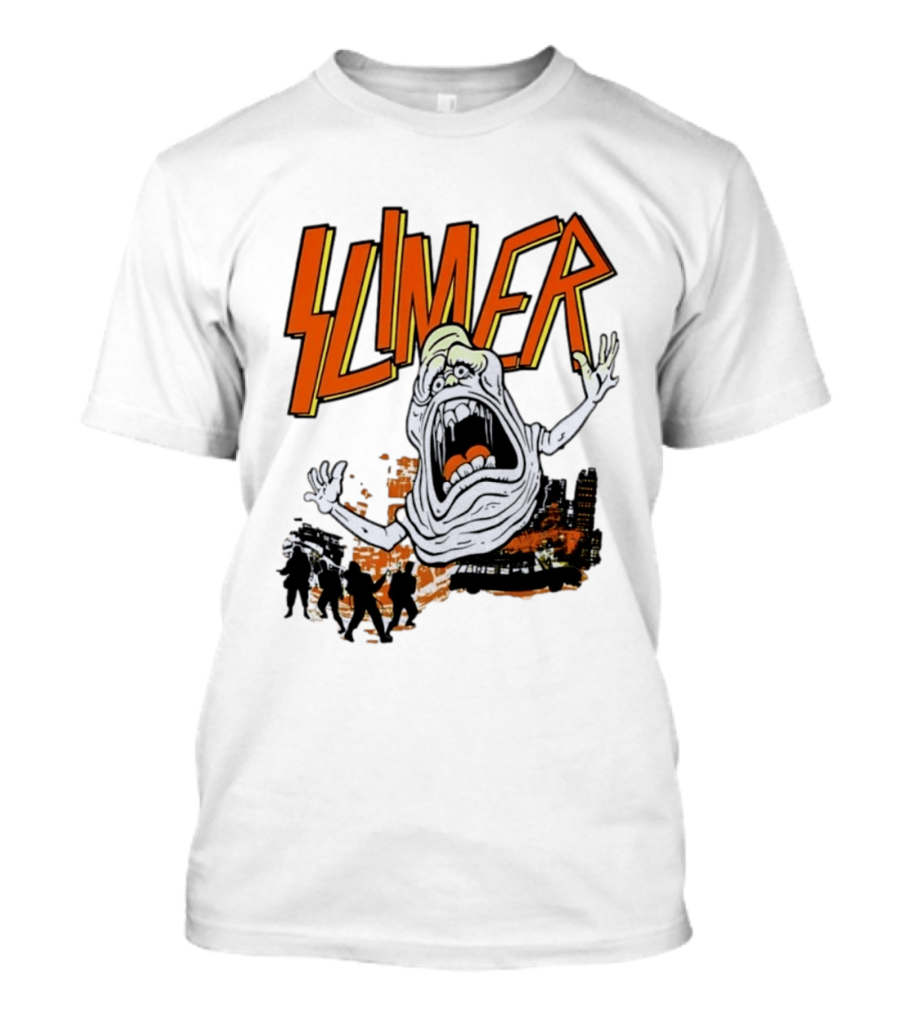 Slimer Ghostbusters 80s Movie Iconic Character Silhouette Scene T-Shirt