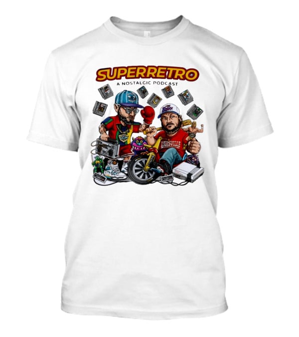 SuperRetro A Nostalgic Podcast Charlotte Hornets Louisville Cardinals Boombox Ugk Figurines Retro Games T-Shirt