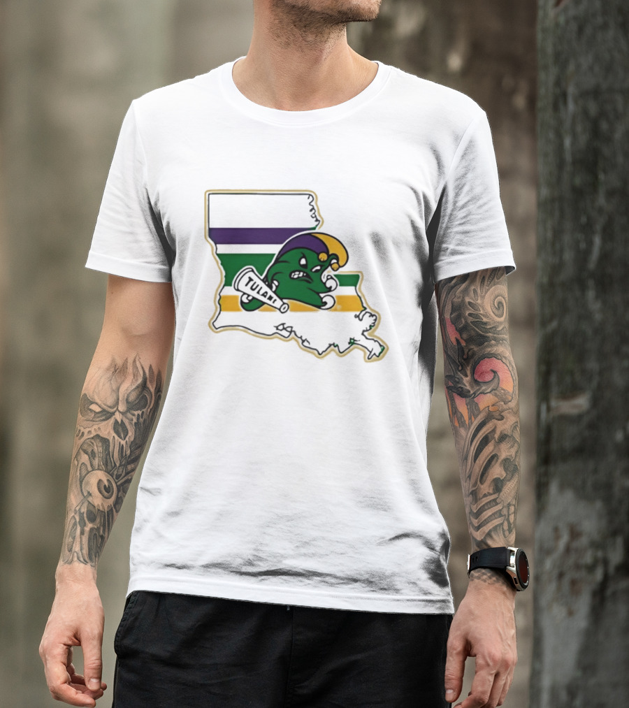 Tulane Green Wave Louisiana Mardi Gras Map T-Shirt