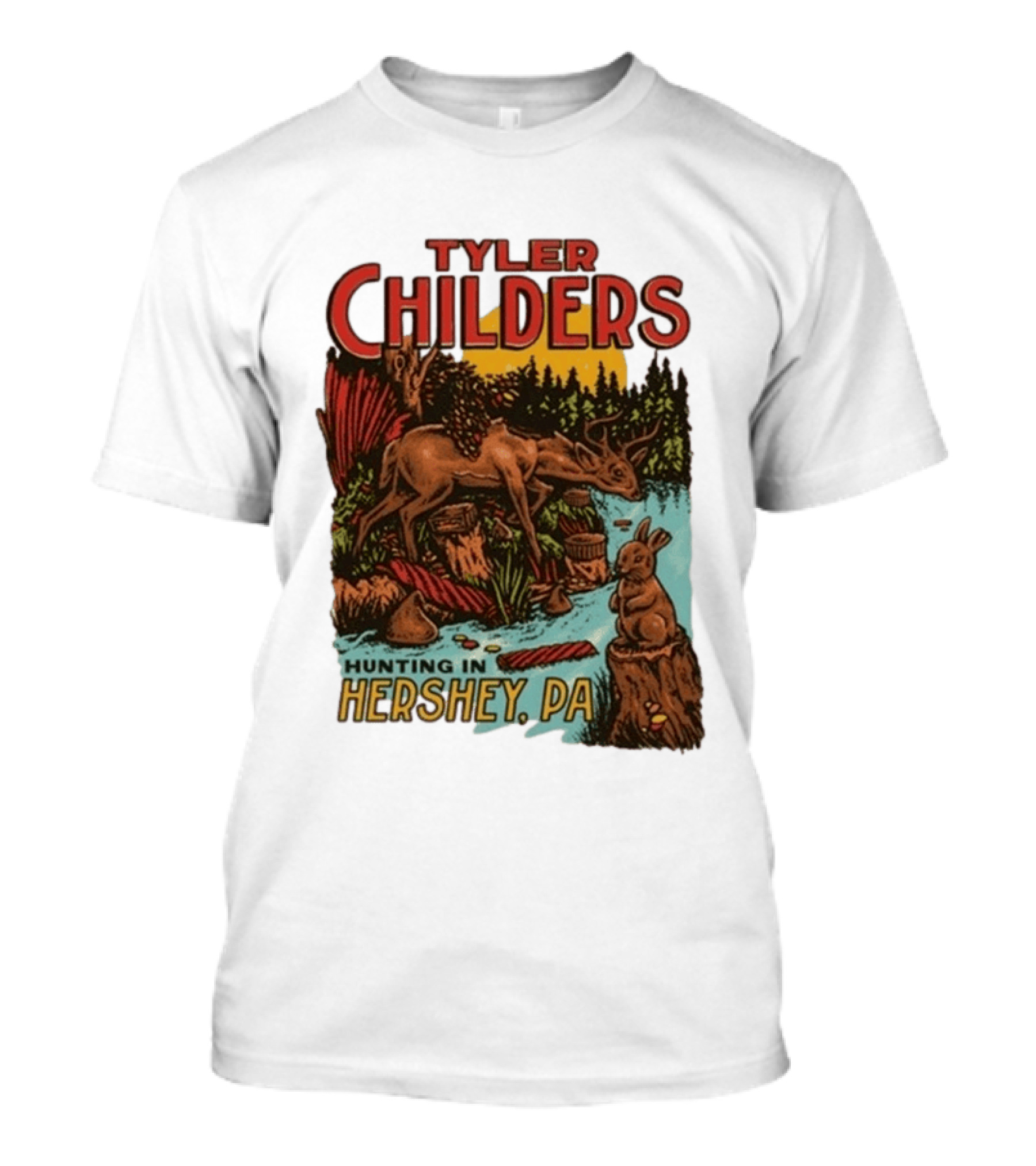 Tyler Childers Hunting In Hershey PA Deer And Rabbit Scene T-Shirt