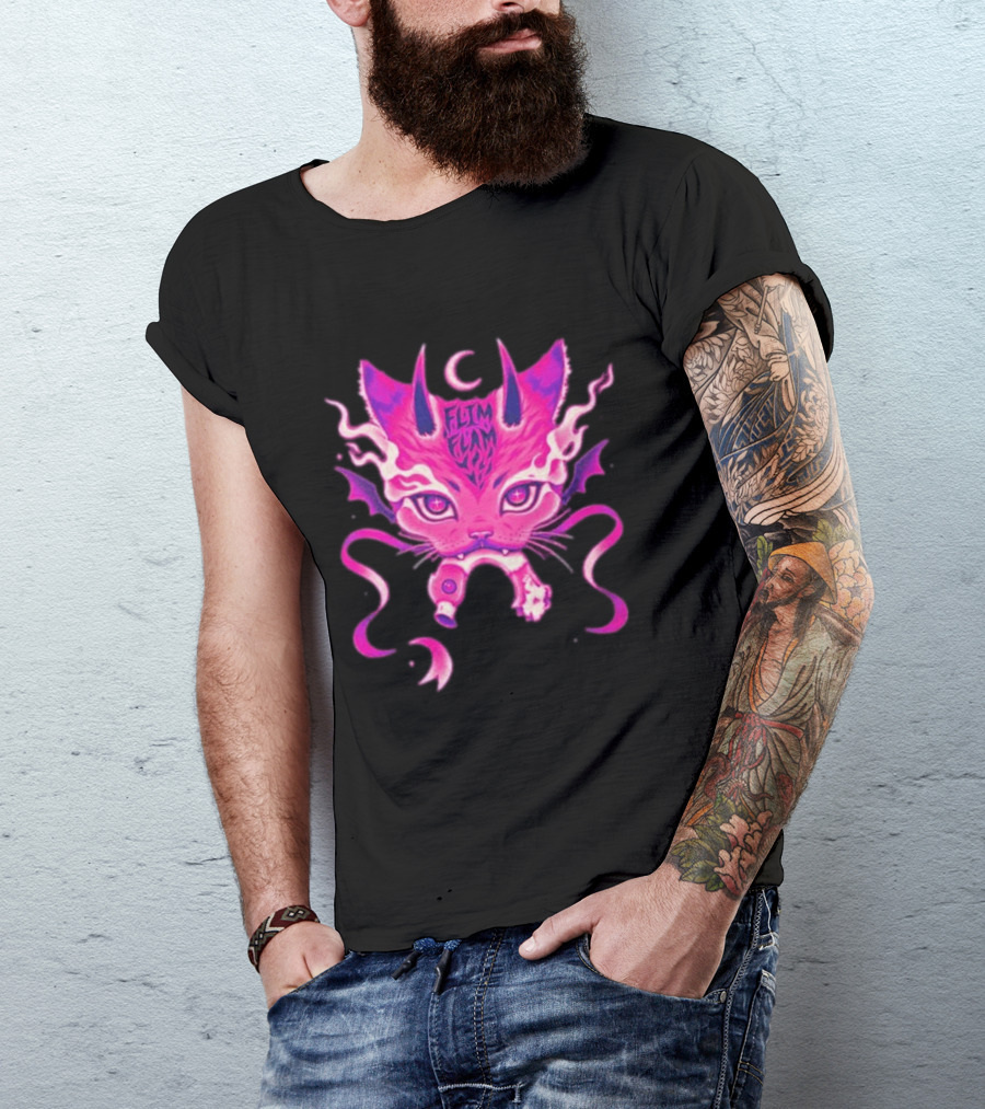 Flim Flam Flamingo DevilCat Fantasy T-Shirt