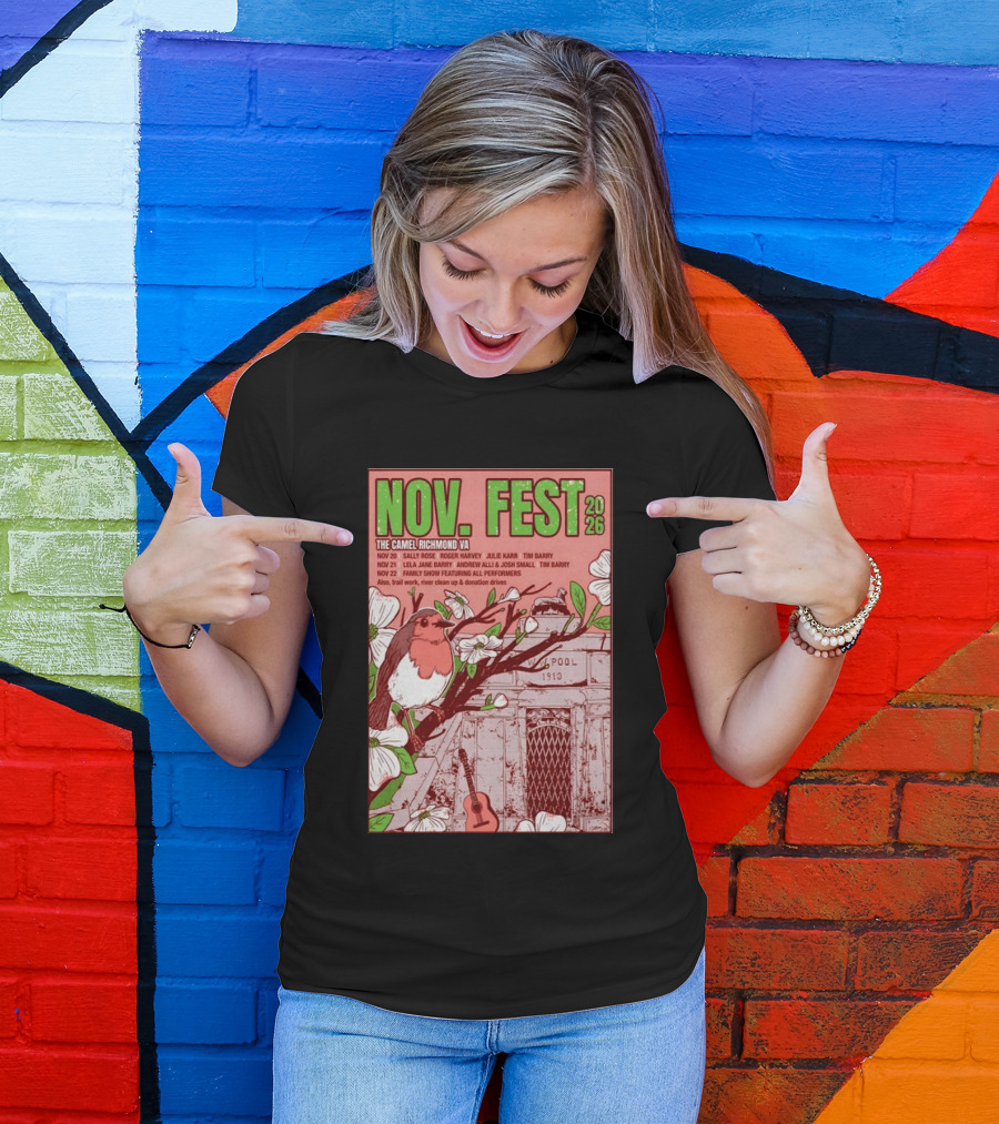 Nov. Fest 2026 The Camel Richmond VA Sally Rose Roger Harvey Julie Karr Tim Barry Lela Jane Barry Andrew Alli Josh Small Family Show T-Shirt