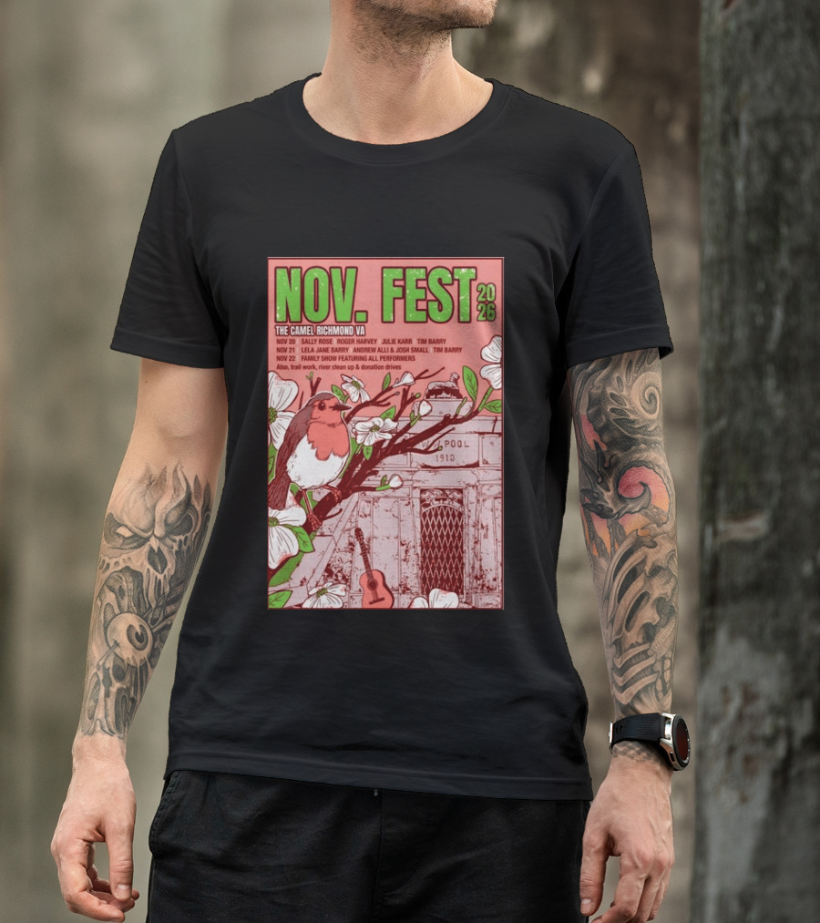 Nov. Fest 2026 The Camel Richmond VA Sally Rose Roger Harvey Julie Karr Tim Barry Lela Jane Barry Andrew Alli Josh Small Family Show T-Shirt