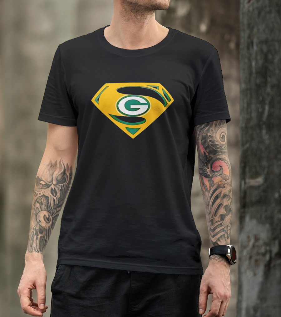 Green Bay Packers G In Superman Shield T-Shirt