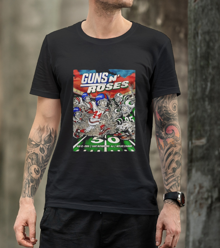 Guns N' Roses MetLife Stadium 2026 East Rutherford NJ Football Concert Tour August 12 T-Shirt