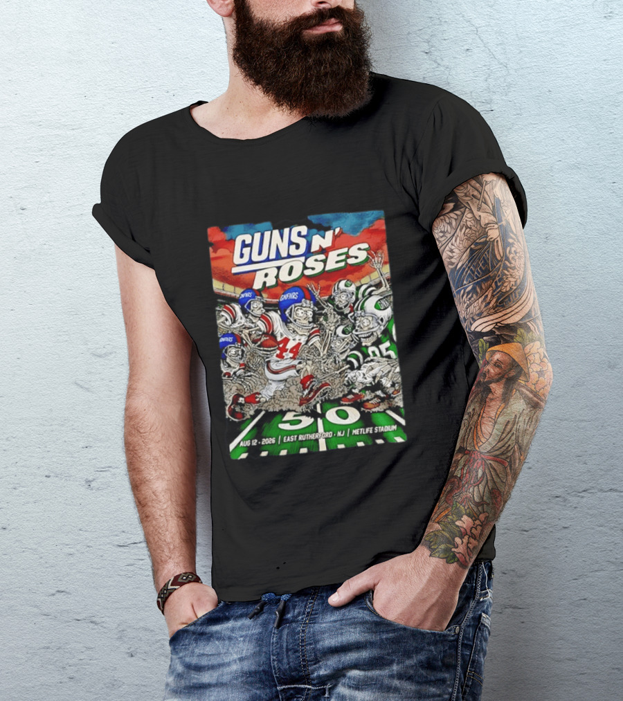 Guns N' Roses MetLife Stadium 2026 East Rutherford NJ Football Concert Tour August 12 T-Shirt