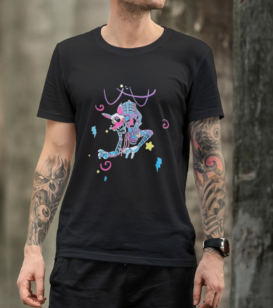 HEX X FNaF BTS Blacklight Mangle Purple Signature Stars Lightning Swirls T-Shirt