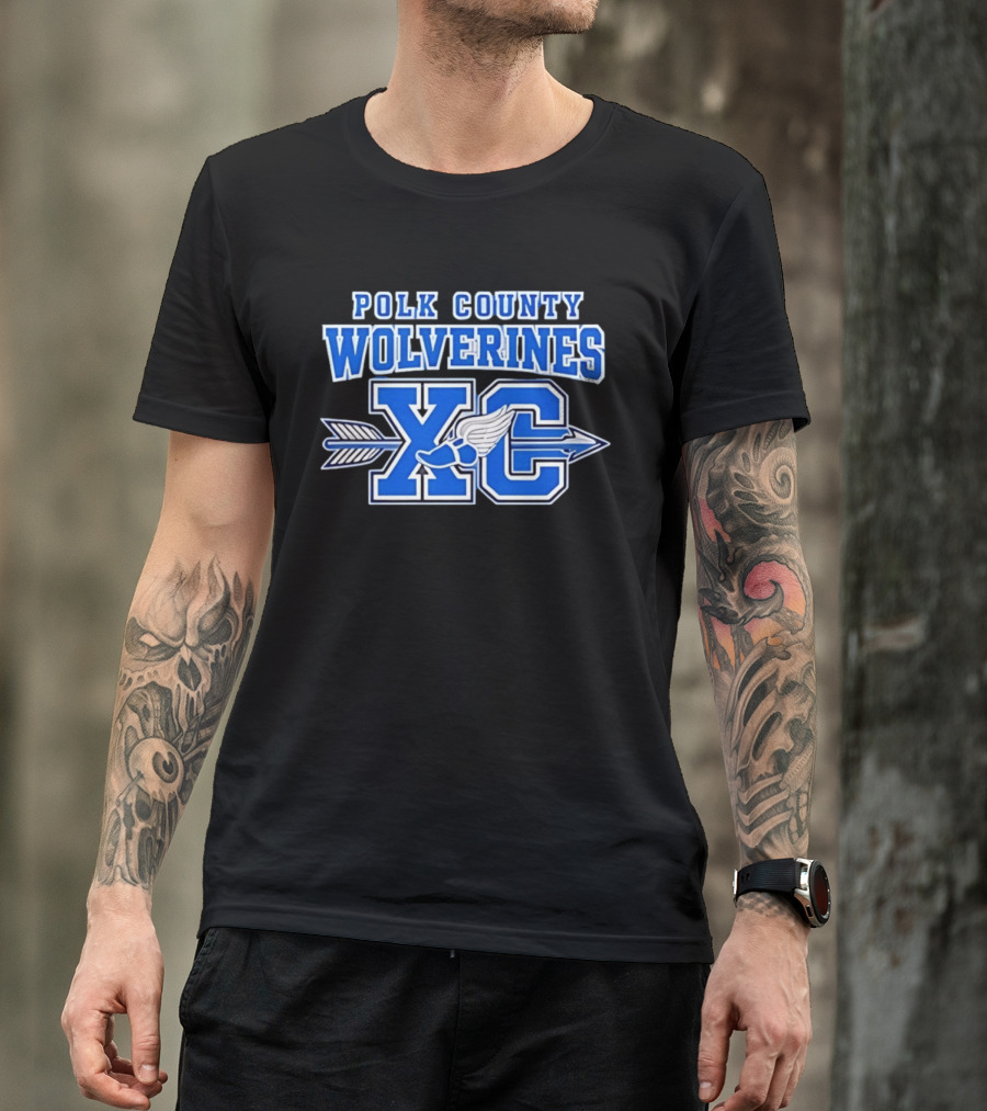 Polk County Wolverines XC Cross Country Arrow And Winged Foot T-Shirt
